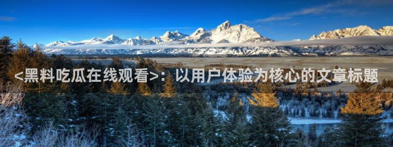吃瓜吃瓜:<黑料吃瓜在线观看>:以用户体验为核心的文章标题
